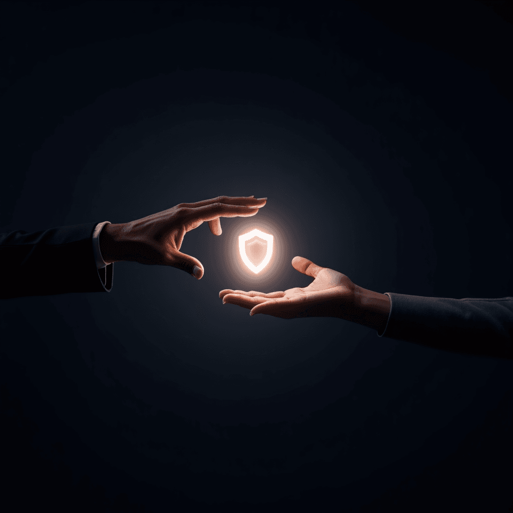 Illustration of a digital handshake symbolizing connection